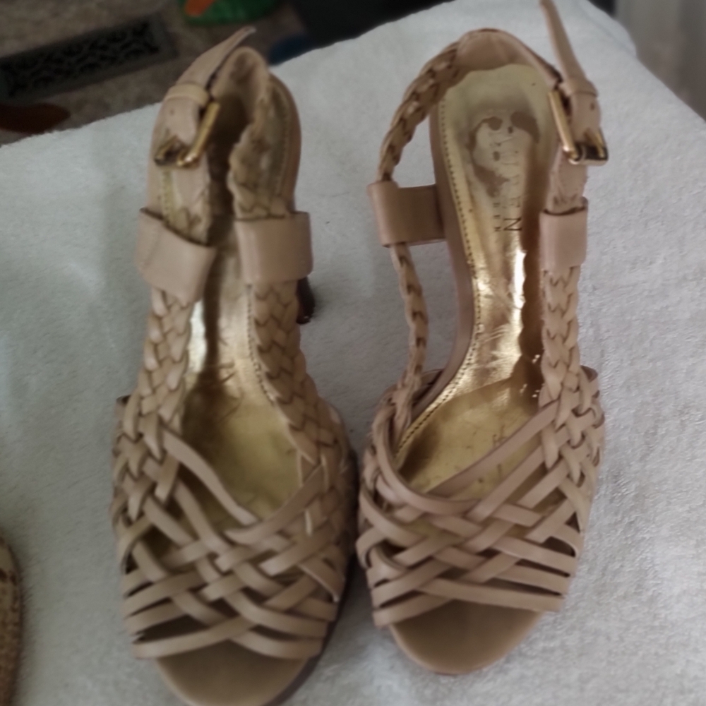 Elegant Tan Woven Women's Sandals